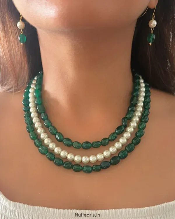 Emerald_Green_Sophia_Pearl_Stone_3_Layer_Necklace_For_Women