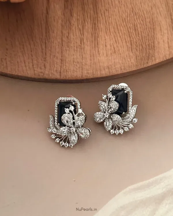 Dark_Blue_Floral_Studs_Rhodium_Plated_Cz_Studded_Party_Earrings