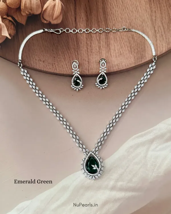 Green_Kyra_Ad_Stone_Rhodium_Plated_Drop_Necklace_For_Women