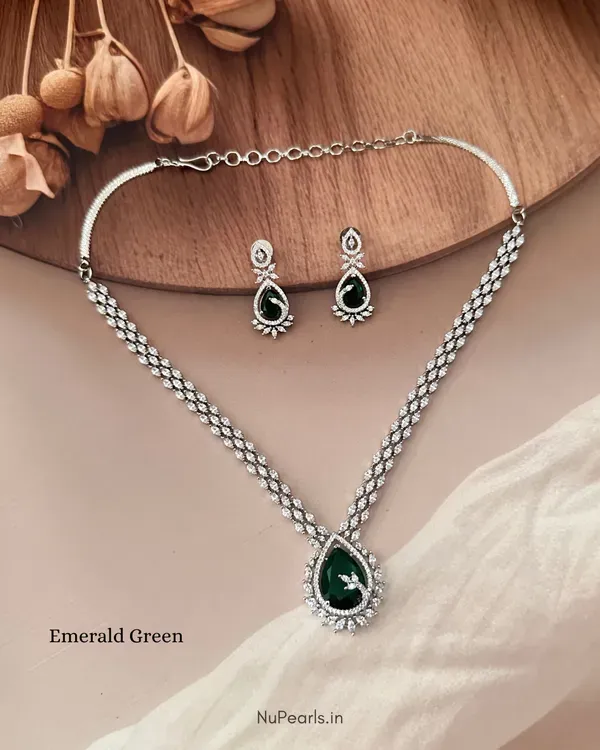 Green_Kyra_Ad_Stone_Rhodium_Plated_Drop_Necklace_For_Women