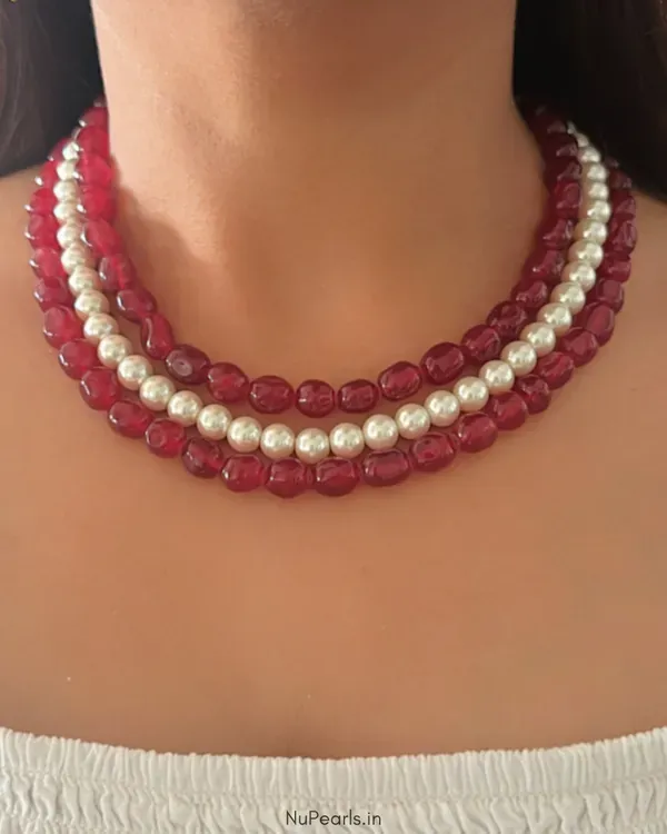 Ruby_Red_Sophia_Pearl_Stone_3_Layer_Necklace_For_Women
