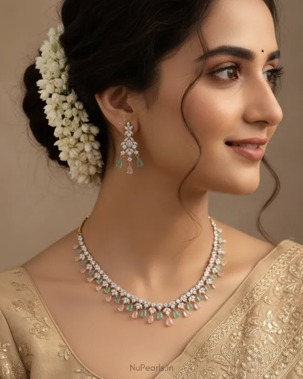 Mint_Green_Pink_Dwani_Necklace_18k_Rose_Gold_Plated_Cz_Studded_Jewellery_More