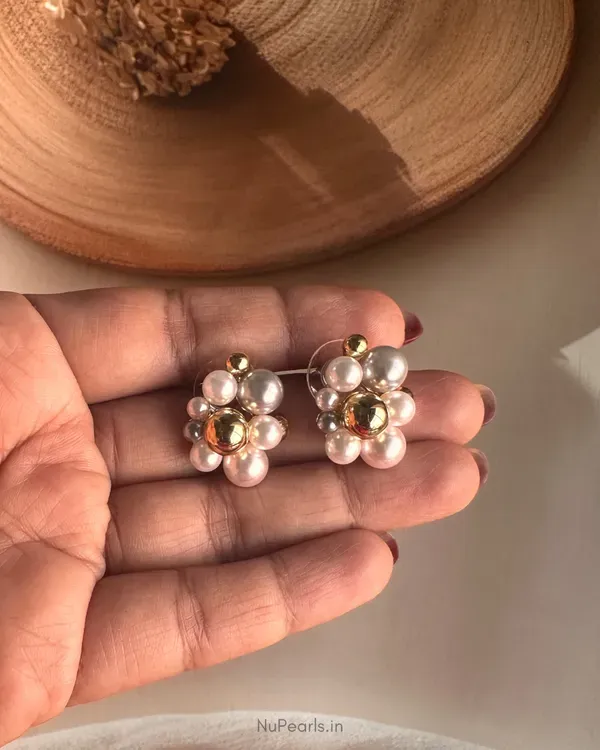 Pearl_Cluster_Peggy_Stud_Earrings_Gold_Pearl_Statement_Studs