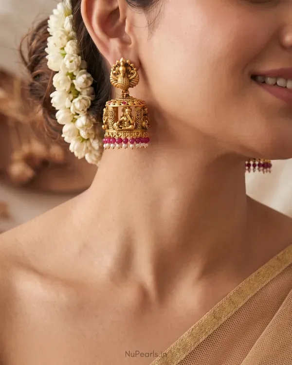 Harini_Temple_Krishna_Jhumka_Earrings_With_Ruby_Beads_Antique_Gold_Finish