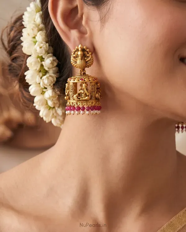 Harini_Temple_Krishna_Jhumka_Earrings_With_Ruby_Beads_Antique_Gold_Finish