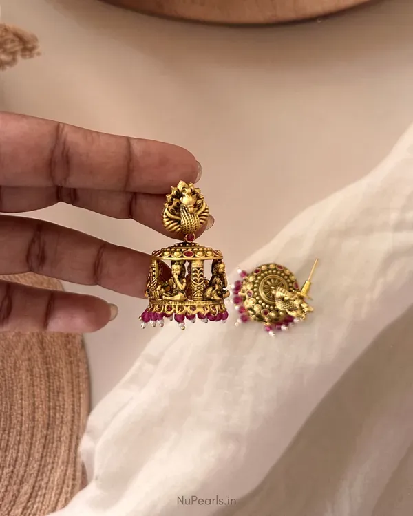 Harini_Temple_Krishna_Jhumka_Earrings_With_Ruby_Beads_Antique_Gold_Finish