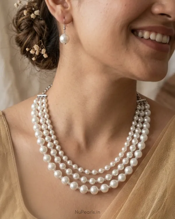 Handmade_White_Annika_Pearl_Crystal_3_Layered_Mala_Necklace_With_Earrings