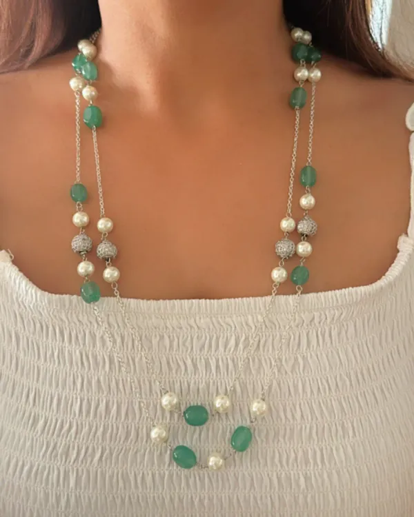 Green_Zoe_Pearl_Stone_Double_Layered_Mala_In_Silver_Chain_For_Women
