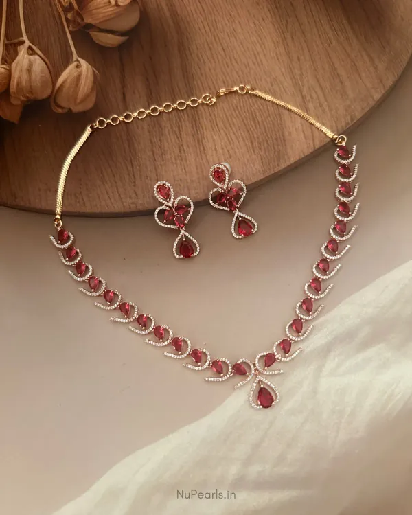 Red_Alya_Necklace_18k_Rose_Gold_Plated_Cz_Studded_Jewellery_Set_For_Women