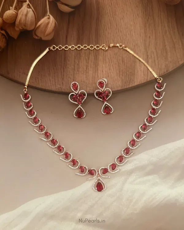 Red_Alya_Necklace_18k_Rose_Gold_Plated_Cz_Studded_Jewellery_Set_For_Women