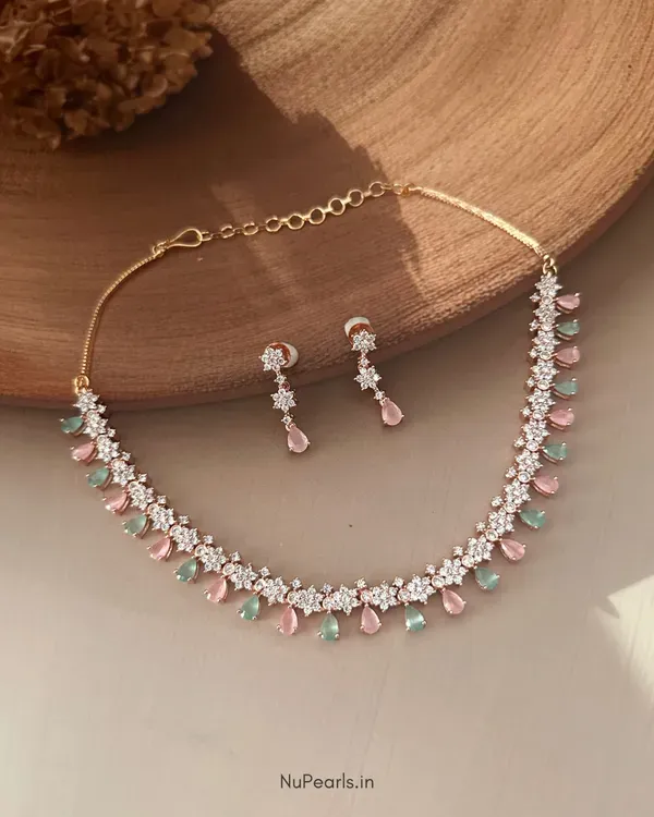 Mint_Green_Pink_Ujas_Necklace_18k_Rose_Gold_Plated_Cz_Studded_Jewellery_S