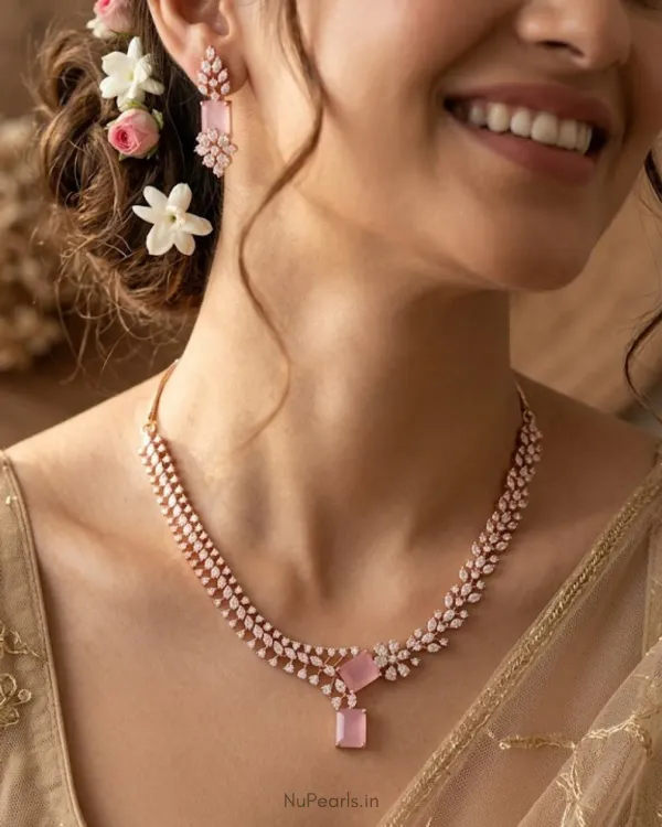 Pink_Elena_Necklace_18k_Rose_Gold_Plated_American_Diamond_Jewellery_Set_For