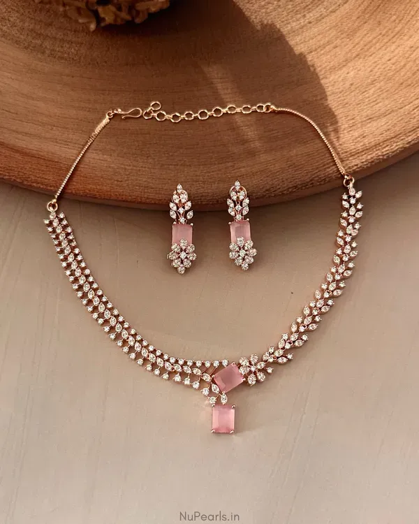 Pink_Elena_Necklace_18k_Rose_Gold_Plated_American_Diamond_Jewellery_Set_For
