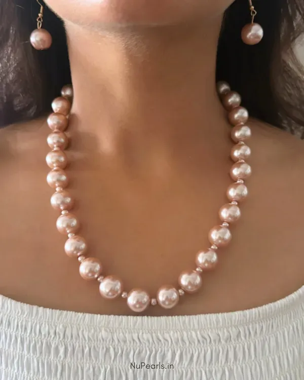 Peach_Pahi_Pearl_Mala_Necklace_With_Earrings_For_Women