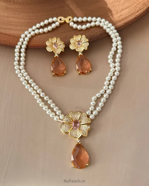 Peach_Pink_Adora_Ad_Pearl_Necklace_With_Ad_Back_Clasp_Matching_Earrings_More