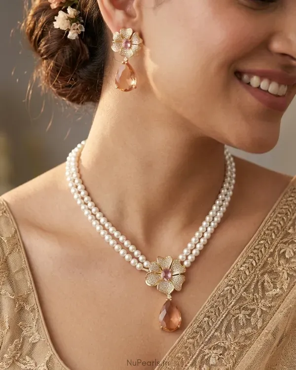 Peach_Pink_Adora_Ad_Pearl_Necklace_With_Ad_Back_Clasp_Matching_Earrings_More