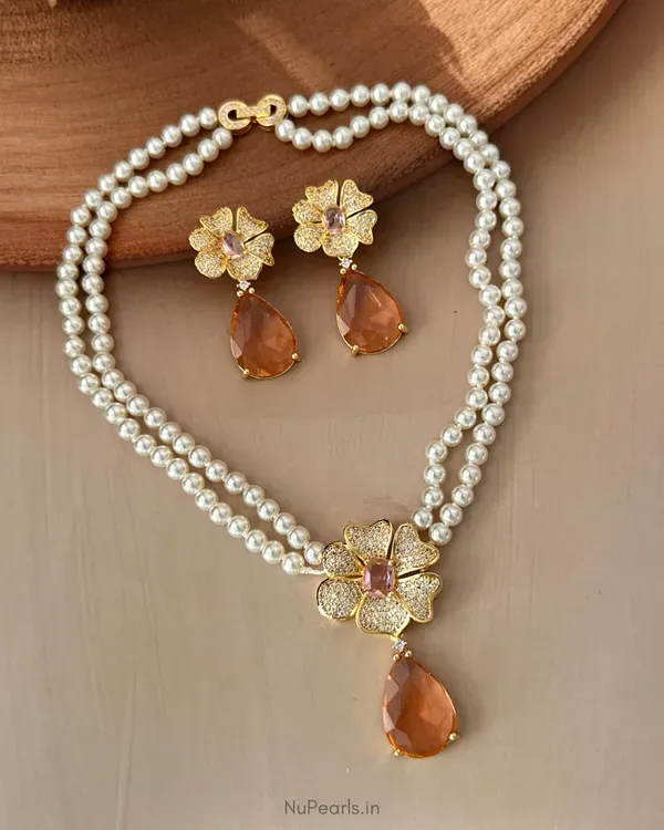 Peach_Pink_Adora_Ad_Pearl_Necklace_With_Ad_Back_Clasp_Matching_Earrings_More