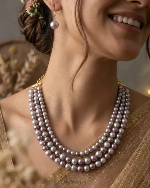 Handmade_Silver_Purple_Aesha_3_Layered_Pearl_Mala_Necklace_With_Earrings