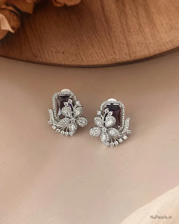 Purple_Floral_Studs_Rhodium_Plated_Cz_Studded_Party_Earrings