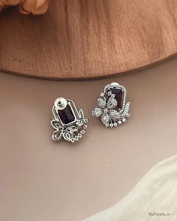 Purple_Floral_Studs_Rhodium_Plated_Cz_Studded_Party_Earrings