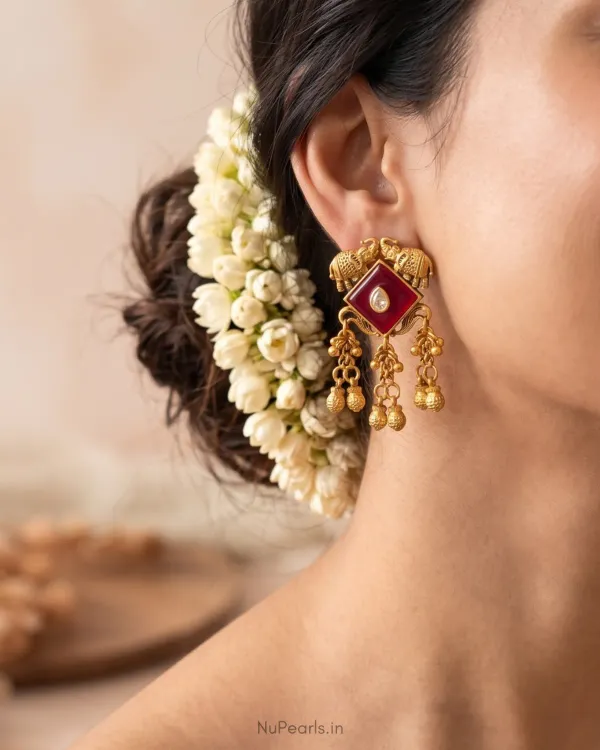 Arya_Temple_Elephant_Drop_Earrings_With_Ruby_Stone_Ghunghroo_Beads_Antiq