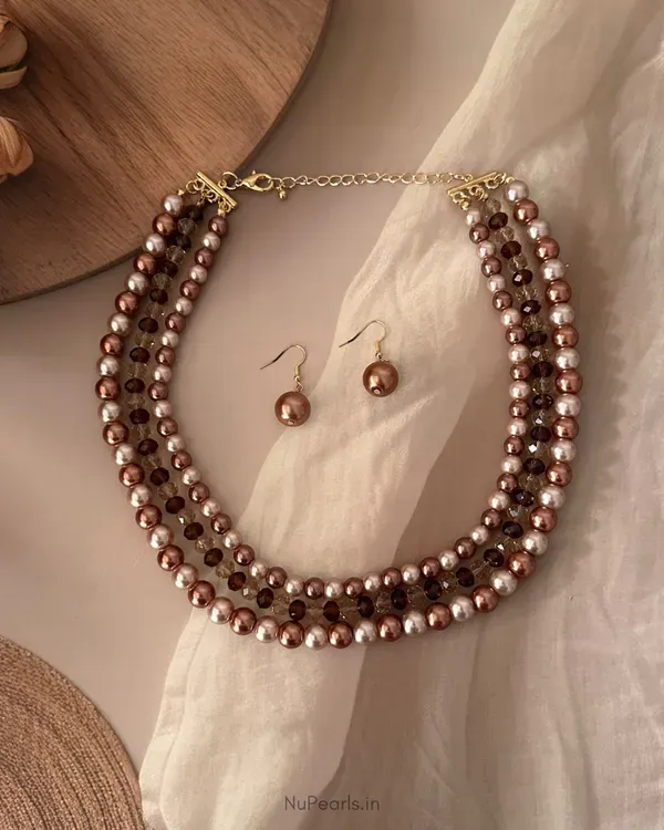 Handmade_Brown_Amelia_Pearl_Crystal_3_Layered_Mala_Necklace_With_Earrings