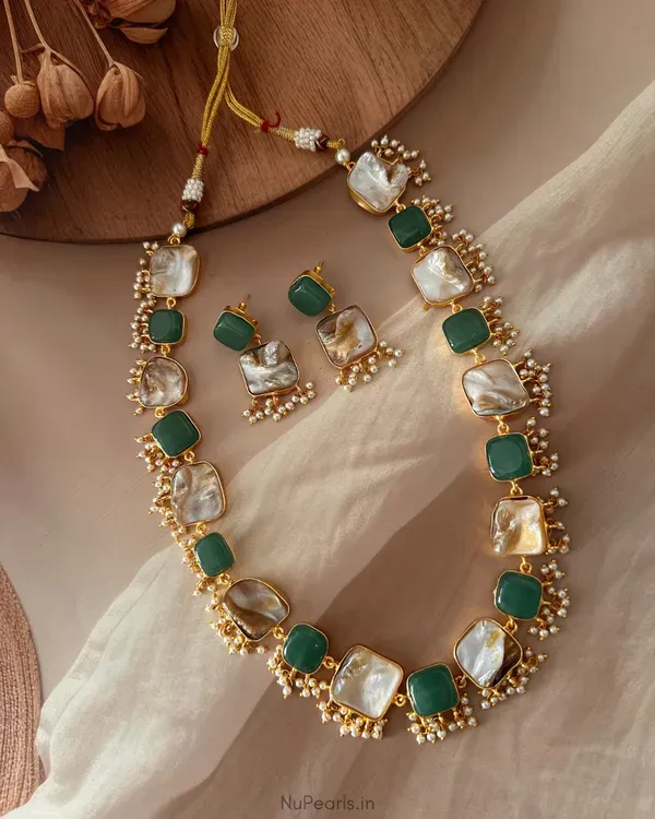 Green_Roha_Mother_Of_Pearl_Agate_Long_Necklace_With_Lariya_And_Drawstring
