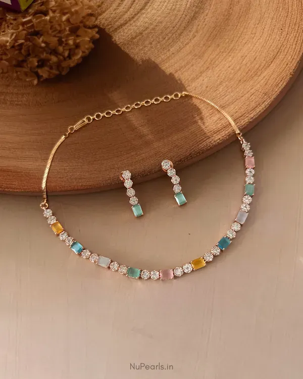 18k_Rose_Gold_Plated_Pastel_Peya_American_Diamond_Jewellery_Set_For_Women