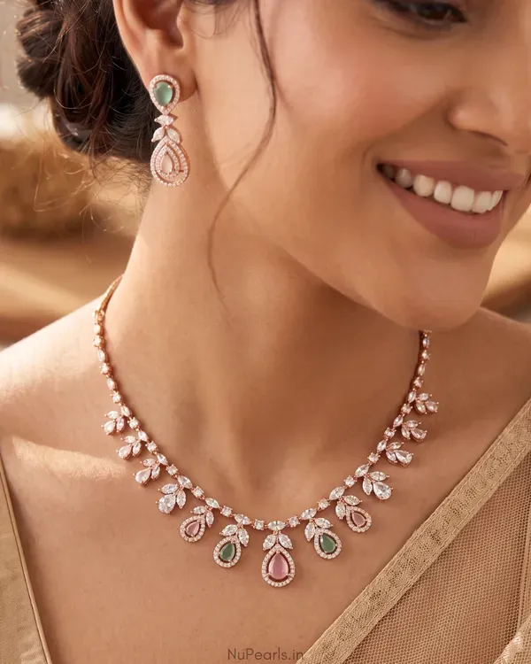 Mint_Green_Pink_Hiba_Necklace_18k_Rose_Gold_Plated_American_Diamond_Jewel