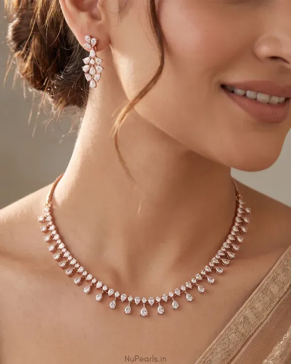 18k_Rose_Gold_Plated_Azin_American_Diamond_Necklace_Set_For_Women_With_Earr_More