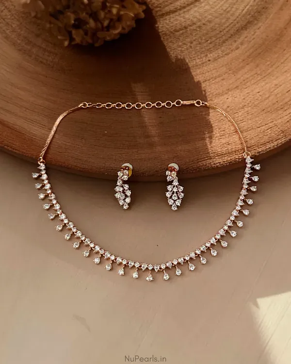 18k_Rose_Gold_Plated_Azin_American_Diamond_Necklace_Set_For_Women_With_Earr_More