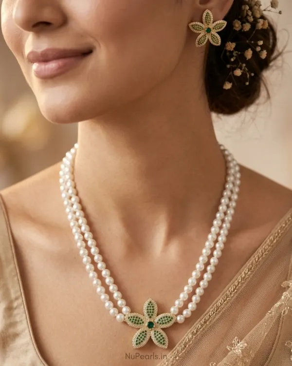 Green_Ruhani_Ad_Pearl_Necklace_With_Ad_Back_Clasp_Matching_Earrings_18k_More