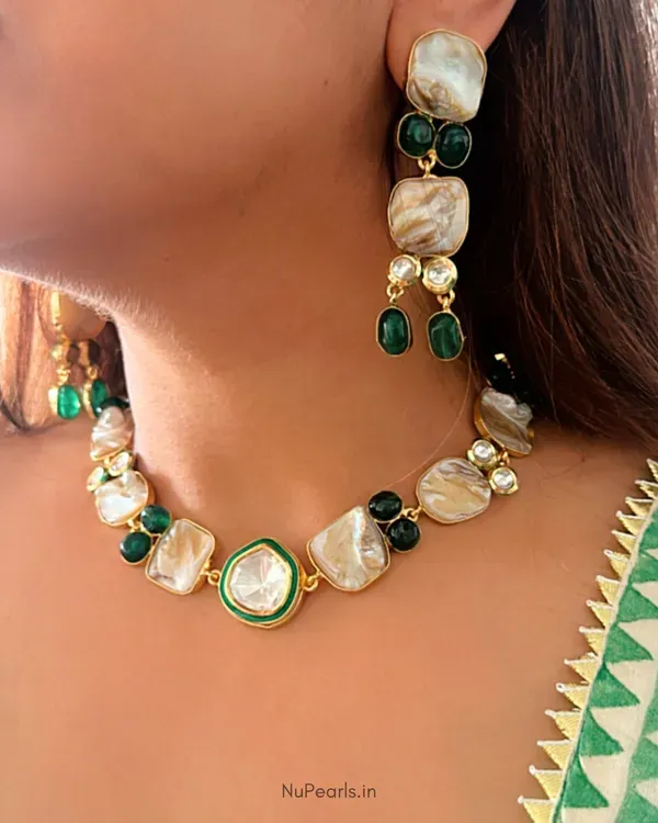 Emerald_Green_Moissanite_Mother_Of_Pearl_Choker_Zelzah_Handmade_18k_Gold