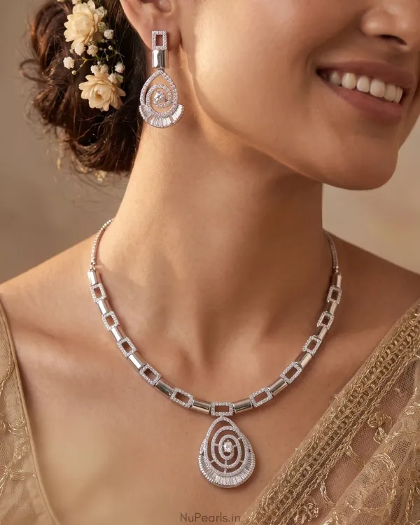 Silver_Designer_Necklace_Premium_Rhodium_Plated_Cz_Studded_Jewellery_Set_F