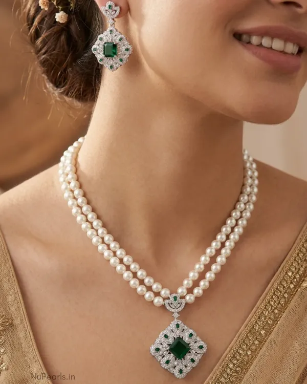 Green_Ayla_Ad_Pearl_Necklace_With_Ad_Back_Clasp_Earrings_Rhodium_Plated