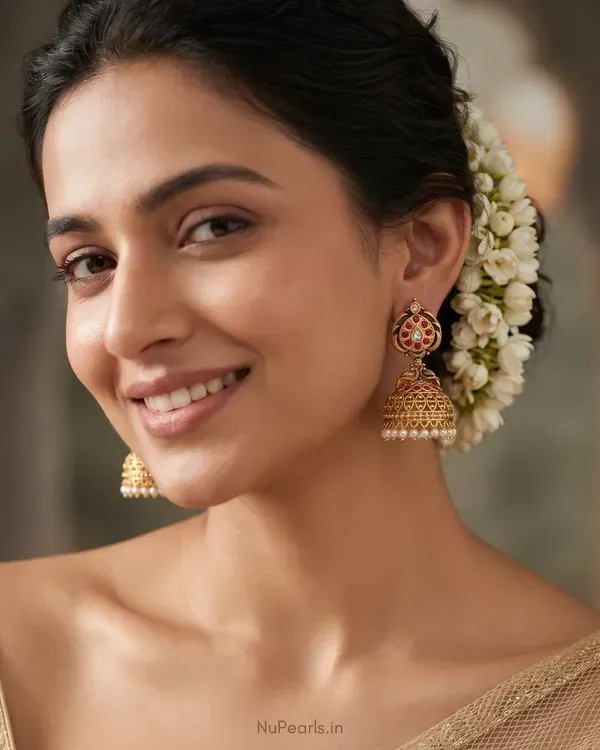Vidhi_Traditional_Kundan_Jhumka_Earrings_With_Ruby_Stones_And_Pearl_Drops