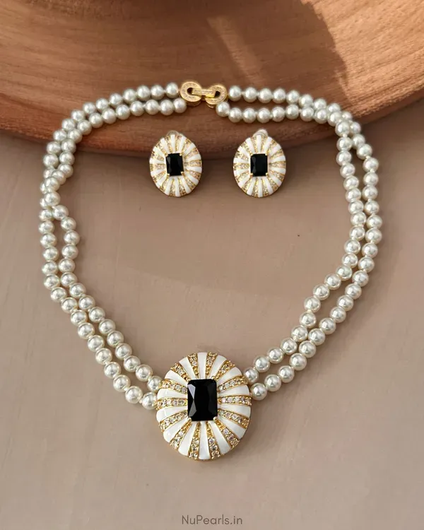 Black_Gold_Ad_Ida_Enamel_Pearl_Necklacewith_Ad_Back_Clasp_Matching_Earrin