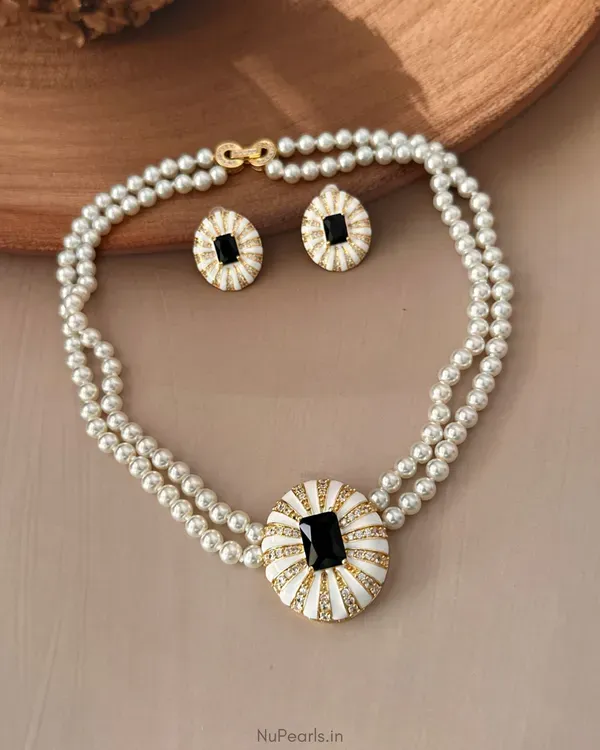 Black_Gold_Ad_Ida_Enamel_Pearl_Necklacewith_Ad_Back_Clasp_Matching_Earrin
