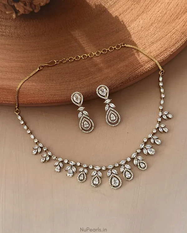 White_Hiba_Necklace_Mehendi_Plated_American_Diamond_Jewellery_Set_For_Women