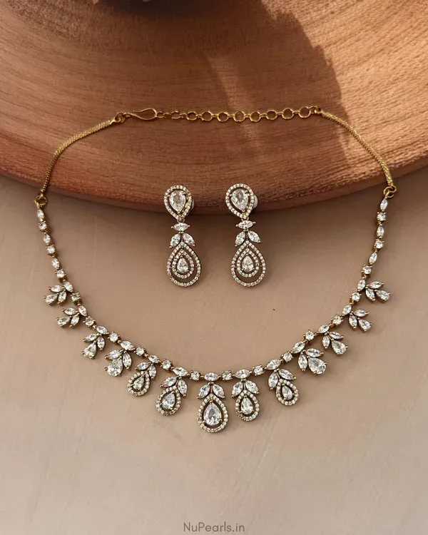White_Hiba_Necklace_Mehendi_Plated_American_Diamond_Jewellery_Set_For_Women