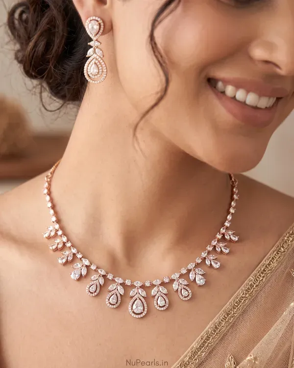 White_Hiba_Necklace_18k_Rose_Gold_Plated_American_Diamond_Jewellery_Set_For