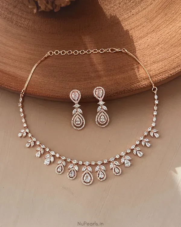 White_Hiba_Necklace_18k_Rose_Gold_Plated_American_Diamond_Jewellery_Set_For