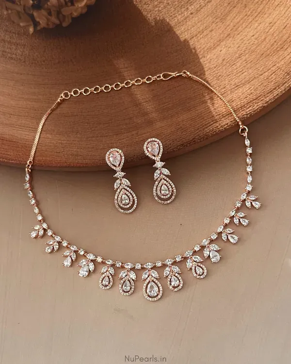 White_Hiba_Necklace_18k_Rose_Gold_Plated_American_Diamond_Jewellery_Set_For