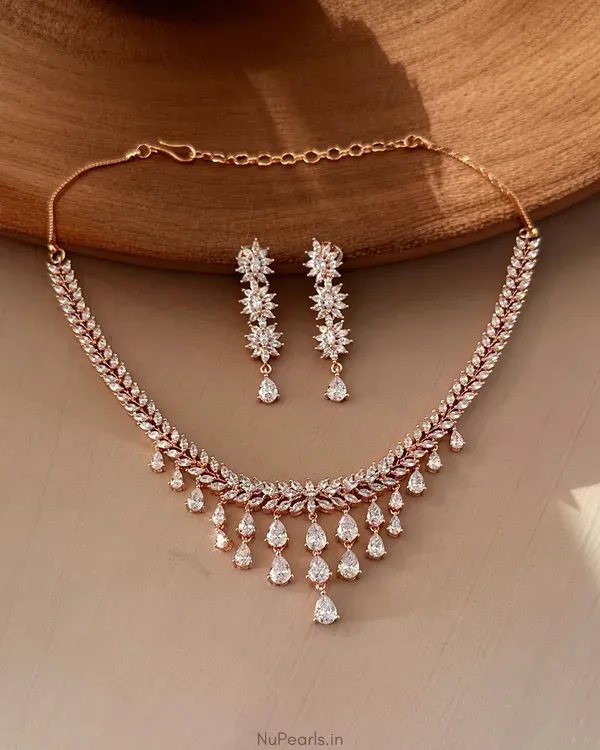 White_Raha_Necklace_18k_Rose_Gold_Plated_American_Diamond_Jewellery_Set_For
