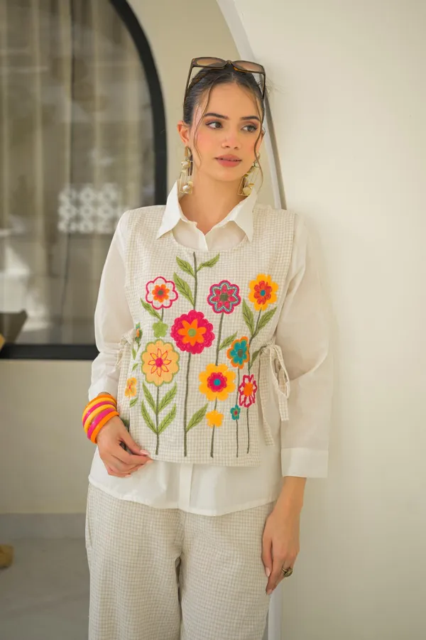 White_Floral_Embroidered_Shirt_And_Pants_Co-Ord_Set_for_Women