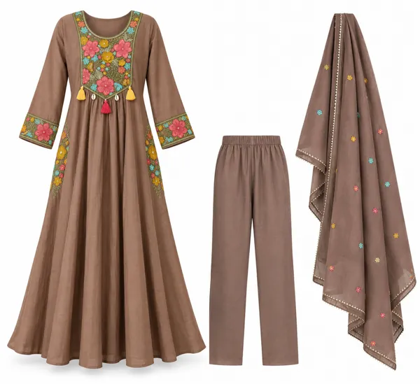Brown_Embroidered_Anarkali_Suit_Set_for_Women