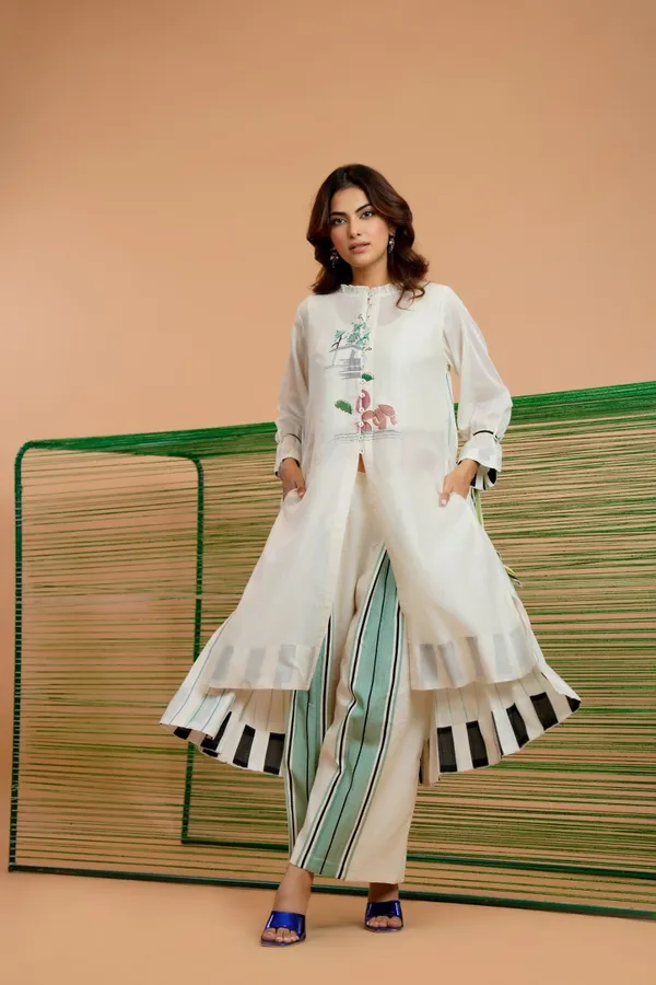 White_Mal_Cotton_Flared_Printed_Kurta_Set_For_Women