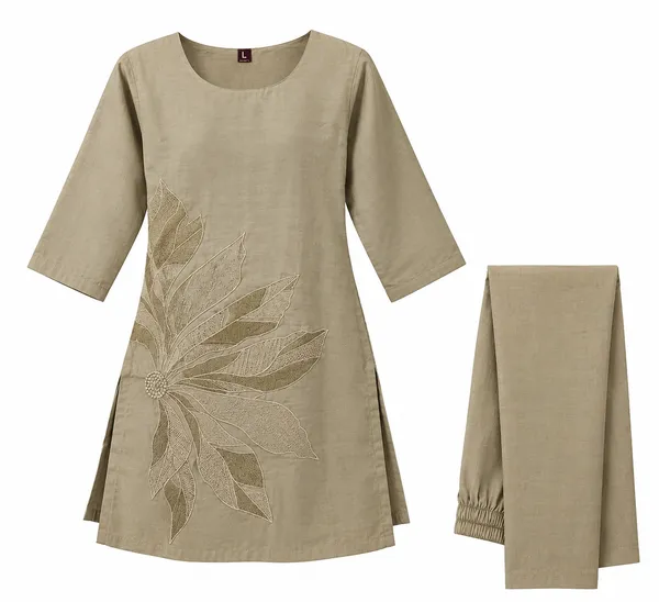 Beige_Zam_Cotton_Silk_Thread_Embroidered_Kurta_Set_For_Women