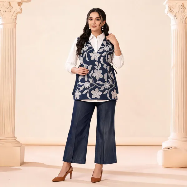 Navy_Denim_Floral_Embroidered_Three-Piece_Suit_Set_For_Women