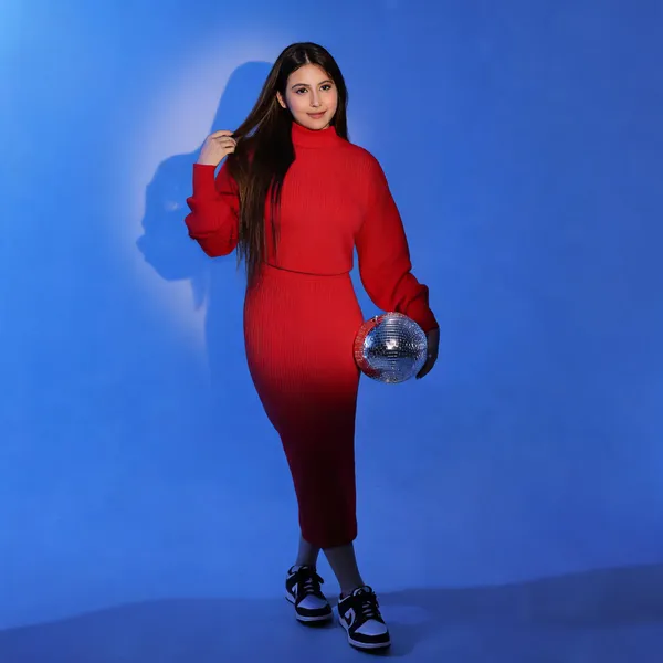Red_Ribbed_Knit_Fitted_Co-Ord_Set_For_Women